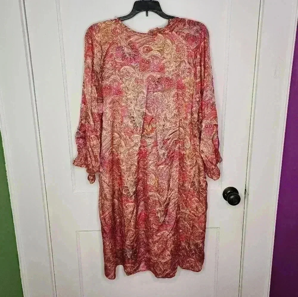 Odd Molly Deep Groove Garden Dress Size 3 / Large Pink Paisley Silky Viscose - Picture 3 of 7